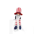 Gnome de l'Indépendance américaine fait main avec jambes longues et motifs patriotiques. - Style Homme à Longues Jambes et Barbe (BH203112)