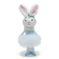 Detailed view of plush Easter bunny doll wearing a sweet blue tutu dress decoration. - 16*13*34cm / Blue