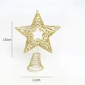 Detailed view of gold glitter Christmas tree star topper with 15x11 cm dimensions - Gold Star Small