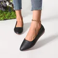 Elegant black pointed-toe flat shoes for women featuring a stylish textured finish - 35 / Black