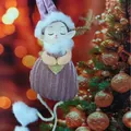 Handmade Christmas angel plush doll ornament with glitter heart in pink variant - Pink Striped Gnome (K-C130)