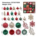 Juego de 62 bolas de Navidad con hojas de arce para decoración festiva - Rojo Verde Dorado