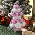 Assorted pink and white 4cm Christmas ornament balls in a tree-shaped clear box - Pink and White Set (W5417)