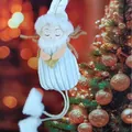 Plush Christmas angel ornament with golden heart and white striped dress for tree - White Heart Gnome (K-C131)