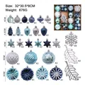 Juego de 62 bolas de Navidad pintadas a mano en azul y plata con hojas de arce y estrellas - Azul Plata