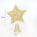 Detailed view of 16cm golden iron star Christmas tree topper with dimensions - Gold Star Medium