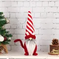 Festive red striped cat themed gnome plush doll with long white beard and cat ears detail - Cat Themed Gnome Doll / Red