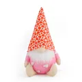 Adorable Valentine's Day gnome plush doll featuring a red hearts hat and pink body decoration - Male Style