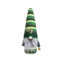 St. Patrick's Day lucky green striped gnome plush mascot with gold Lucky lettering - Yellow and Green Stripes
