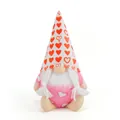 Adorable plush Valentine's Day gnome doll with pink heart patterns and white braids - Female Style