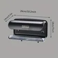 Close-up showing dimensions of the black wall-mounted tissue box in cm and inches - Black