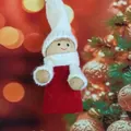 Christmas angel ornament with white knitted hat and red felt dress for tree decoration - Red Knitted Doll (K-C133)