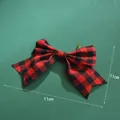 Detailed size view of a 11cm red and black buffalo plaid Christmas bow ornament - Burlap Plaid Style / 300 Pieces/Pack (11cm)