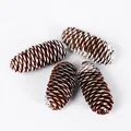 Set of 4 natural pine cones with white-tipped snow effect for Christmas DIY crafts - White-tipped Pine Cone / 7-8cm Size