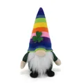 Decorative St. Patrick's Day gnome featuring a rainbow striped hat and green shamrock - Faceless Doll / Rainbow