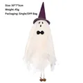 Halloween white ghost hanging ornament featuring a purple witch hat and bell details - 50*7*5cm / Purple
