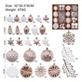 62-piece rose gold and white Christmas tree ornament set featuring assorted shapes and styles - Dark Champagne