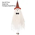 Halloween hanging white ghost decoration with orange witch hat and bells - 50*7*5cm / Orange