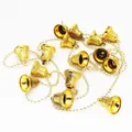 Christmas tree decoration garland with 15 golden patterned bells on metallic ball chain - Gold