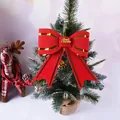 Large red Christmas tree bow with gold accents and Merry Christmas gold lettering - 18.5x21.5cm / Red