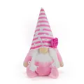 Pink Valentine's Day faceless gnome plush doll featuring striped hat and braids - Female Style / Rose Striped Hat