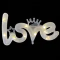 Illuminated white LED 'love' letter light cake topper decoration with crown and star detail - Warm White (Style 1)