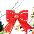 Large red double-layer Christmas bow decoration with gold bell and glitter accents - 8# (21x17cm) / Red