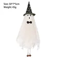 White Halloween ghost hanging decoration with green witch hat and bow tie, 50cm tall - 50*7*5cm / Green