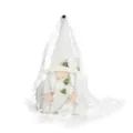 Elegant white bridal wedding gnome plush doll with a delicate lace veil and roses - Bride