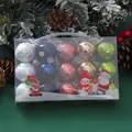 A set of multicolored Christmas baubles with glitter in a transparent gift box. - Mixed Color Style (YJ-0034) / Set of 15