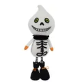 Detailed view of Halloween plush doll featuring a skeleton body and green eyes - Ghost