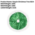 Falda de árbol de Navidad con lentejuelas verdes y borde de felpa blanca - Diámetro 80cm / Verde
