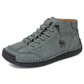 Stylish casual high-top loafers with unique hand-stitched details in grey-blue finish - 37 / Army Green
