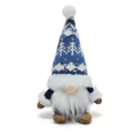 Detailed close-up view of a blue Christmas gnome plush featuring a snowflake knitted hat - Christmas Tree