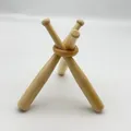 Minimalist wooden baseball bat display stand holder with tripod design and natural finish - Natural Wood Color