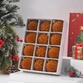 Set of 12 terracotta flocked Christmas ball ornaments in a white display gift box - Brown Flocked Ball / 12 Pieces/Pack