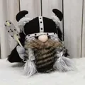 Handcrafted Viking warrior gnome plush doll with a horned helmet and grey beard - Gladiator Black Robe