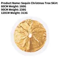 Falda de árbol de Navidad con lentejuelas doradas y borde de felpa blanca, 80-120cm - Diámetro 80cm / Dorado