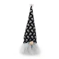 Gnomo vampiro di peluche per Halloween con cappello a punta e motivo di teschi - Barba lunga bianca / 15x12x48cm