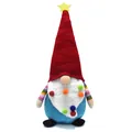 Handmade Christmas gnome plush with tall red hat and colorful pom-poms on white background - Style B (Large Size)
