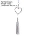 Glinsterend wit acryl hart ornament met zilveren kwastje voor kerstboom decoratie - 6.8x32cm / Hart