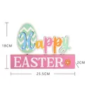 Colorful wooden Happy Easter table decoration with egg design and size measurements - Easter Egg Style