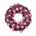 Patriotic Independence Day tinsel wreath decorated with red and white striped stars - Independence Day Wreath-05