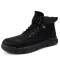 Classic black men's Martin boots with thick rubber sole and textured leather - 38 / Black (3026)