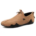 Ademende slip-on casual leren schoenen in kaki voor dames en heren met antislip rubberen zool - 36 / Lichtbruin