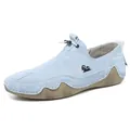 Mocassini casual in pelle azzurro traspiranti per uomo e donna con design slip-on a coulisse - Celeste