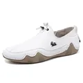 Scarpe casual bianche slip-on traspiranti con suola in gomma ondulata e logo ariete - Bianco