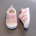 Breathable pink mesh toddler walking shoes with soft soles and adjustable velcro straps - Inner Length 11.5cm (Size 14) / Pink