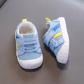 Breathable light blue mesh baby walking shoes with soft non-slip soles for toddlers - Inner Length 11.5cm (Size 14) / Blue