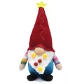 Handmade festive Christmas gnome plush doll with red knitted hat and rainbow sleeves - Style A (Small Size)